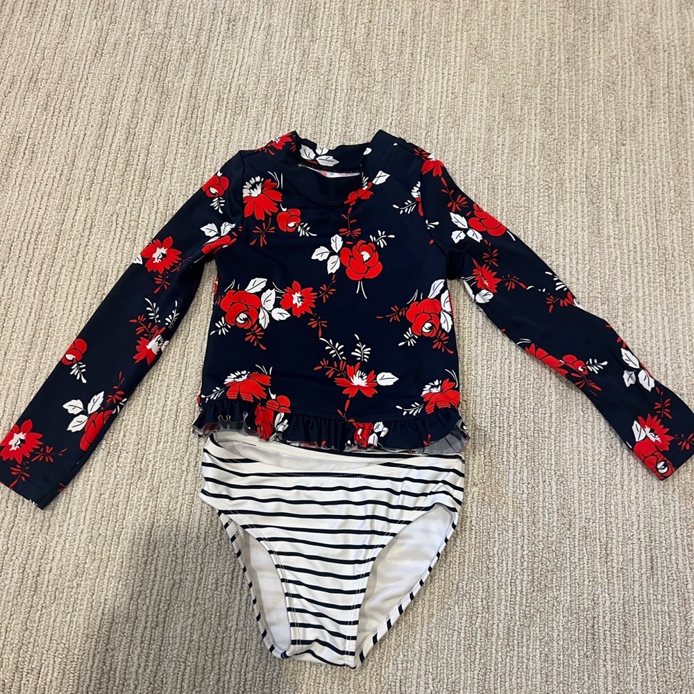 Janie and Jack 2 piece toddler Rashgaurd and bikini bottom bathing suit- size 3